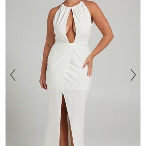 NWT Showpo Banneth Open Front White Formal Maxi Dress